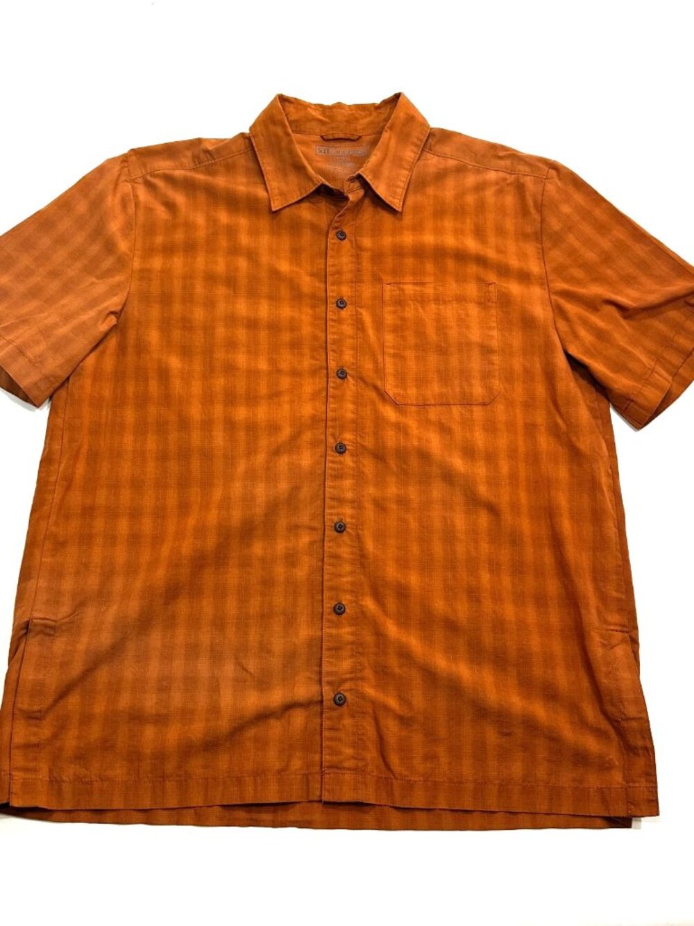 5.11 Tactical Series Snap Front Plaid Shirt Large Orange Short Sleeve